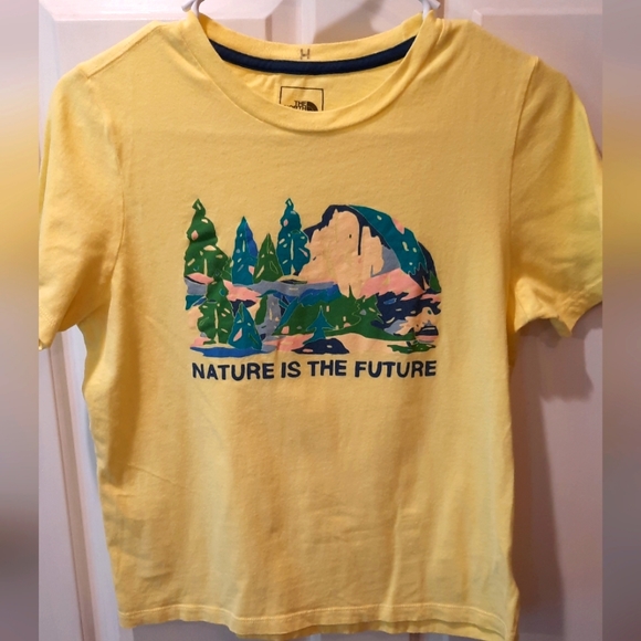 The North Face Short Sleeve Yellow Cotton T-shirt size Large (14/16) - Picture 2 of 8
